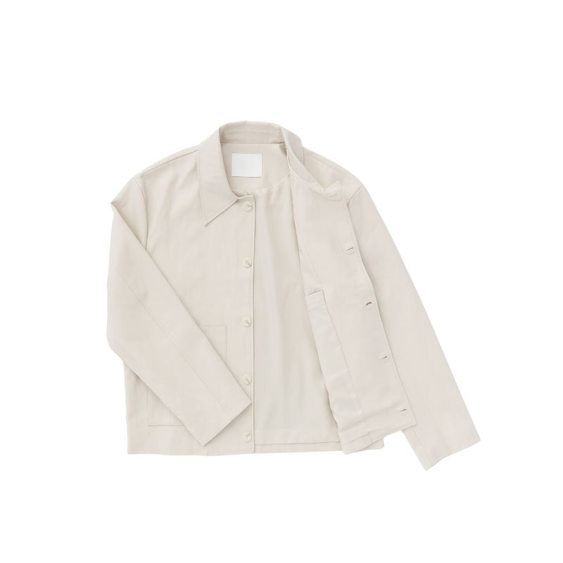 Leather Collar Button Jacket 3COLOR