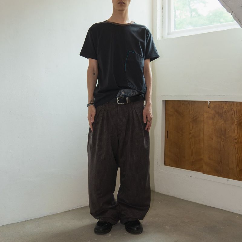 Herringbone pleat pants / Maroon