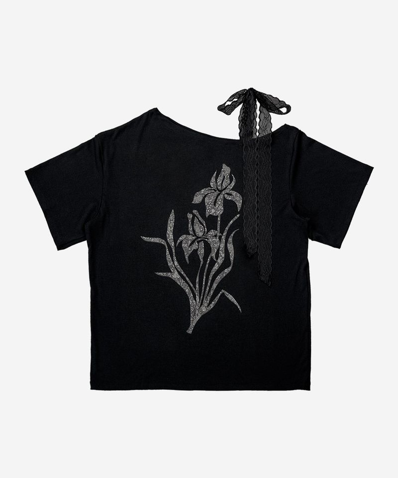 Iris Lace Ribbon Tee #Black(黑)