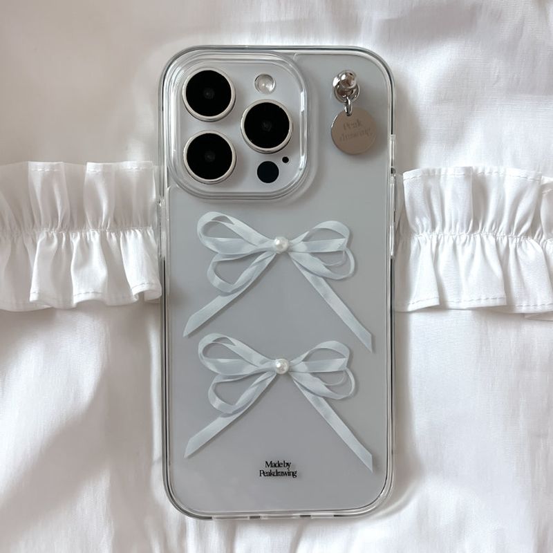 Peakdrawing(ピークドロウィン)の「White pearl ribbon jelly hard case (clear)(Smartphone Accessories)」