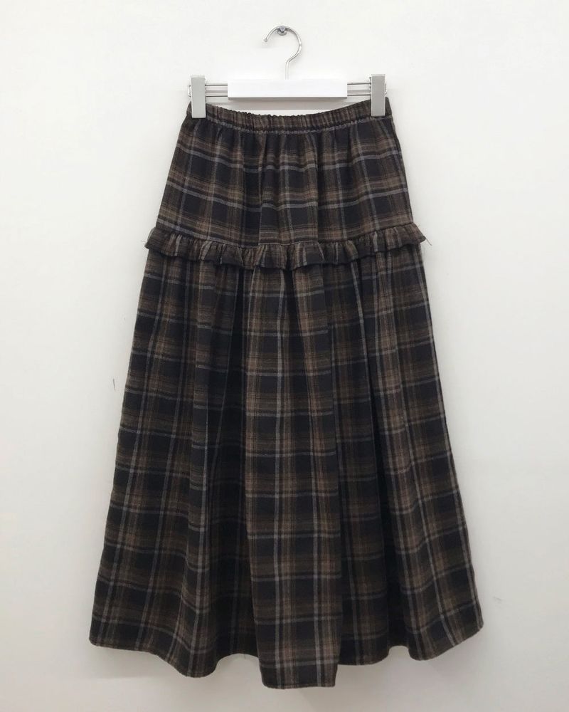 Bella Checkered Long Skirt (2color)