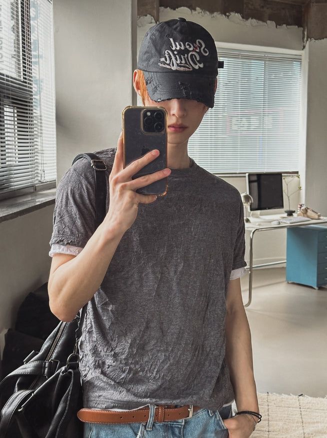 Even Wrinkle Layered Short Sleeve T-shirt