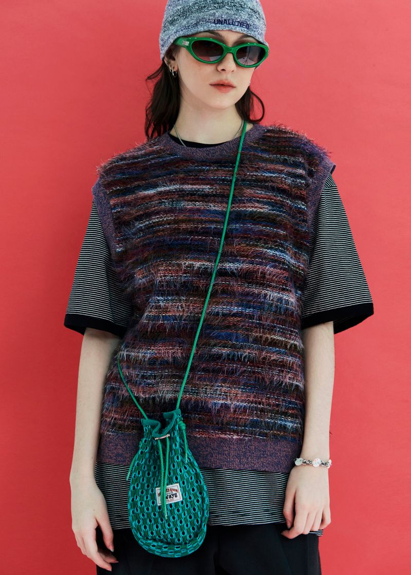 FUR KNIT VEST / PURPLE