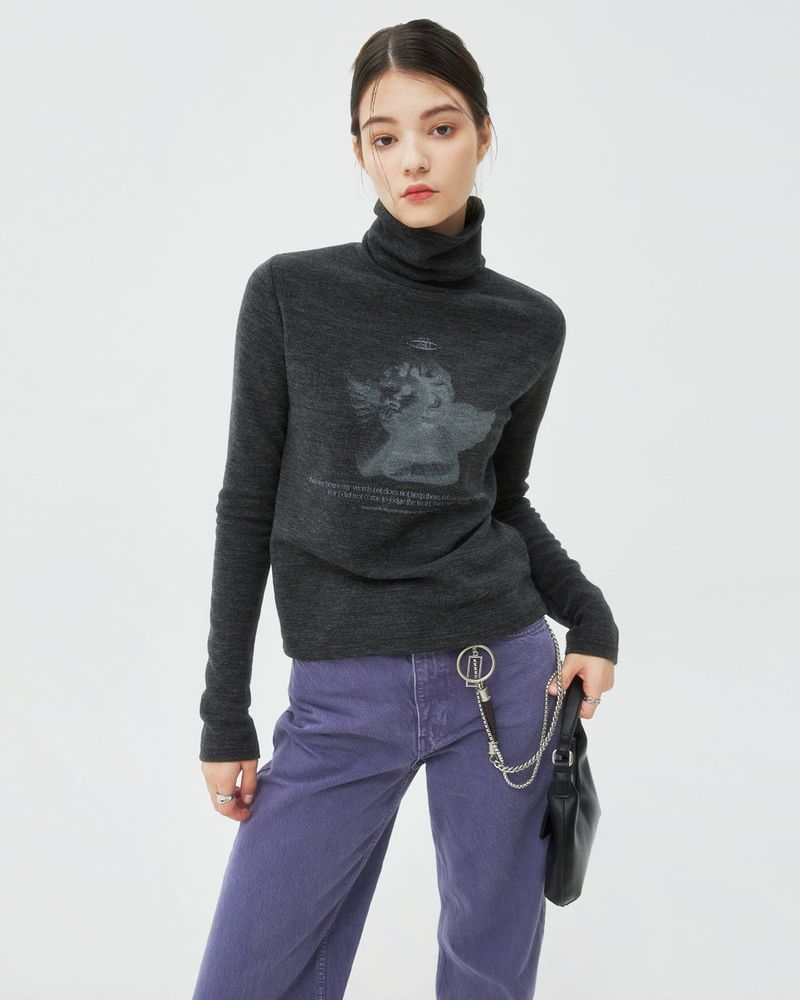 NCOVER（エンカバー）の「PLASTER CAST TURTLENECK KNIT-BLACK（Tops）」
