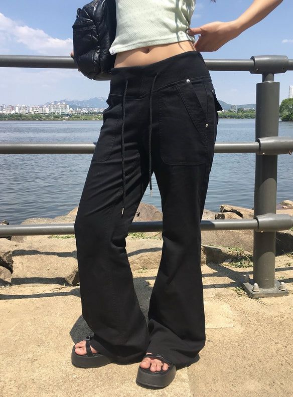 Runho Banding Back Pocket Bootcut Pants