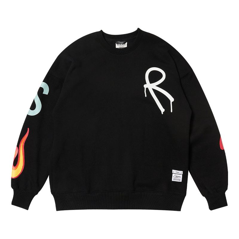 FIRE OVERSIZED CREWNECK BLACK / IVORY