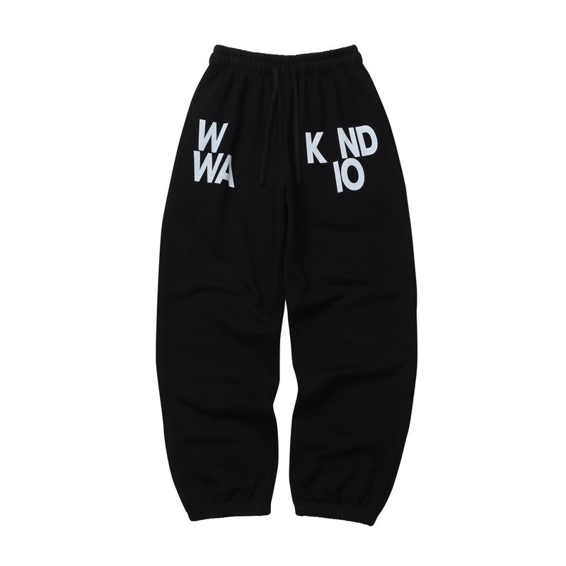 Weekend warrior typography printing long pants (Black)