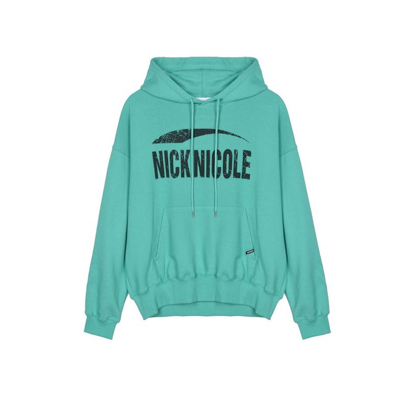 NICK&NICOLE(ニック&ニコール)の「NICOLE CRACK BIG LOGO HOODY_GREEN BLACK(Tops)」