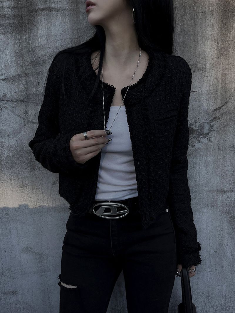 cropped tweed jacket (2color)
