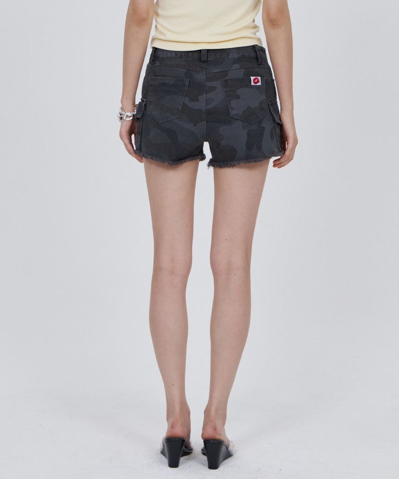 CONY WASHED CAMO CARGO SHORTS / GREY