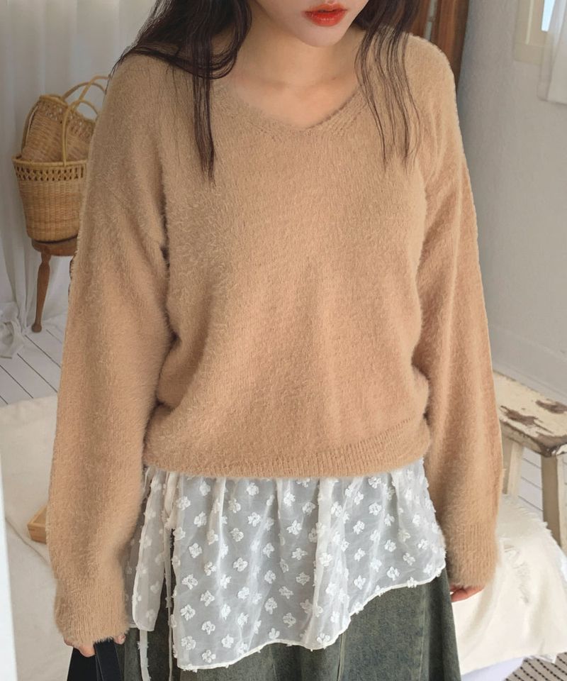 Soft Angora V-neck knitwear