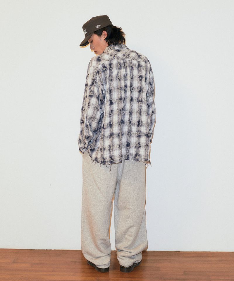BLEACHED RAW-CUT CHECK SHIRT