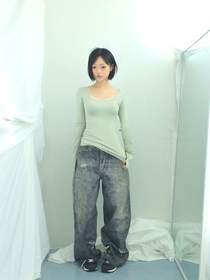 rough-washed vintage denim