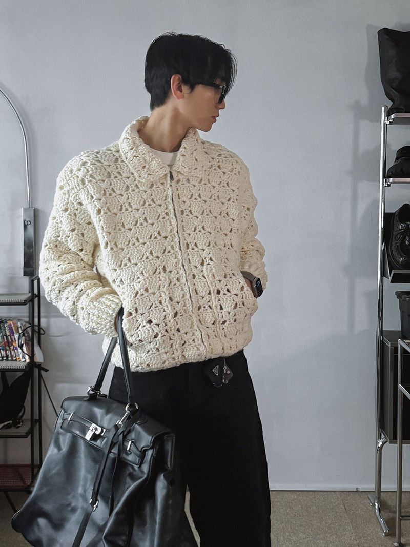 ASCLO（エジュクロ）の「[Handmade] Waffle Crochet Knit Cardigan (3color)（Tops）」