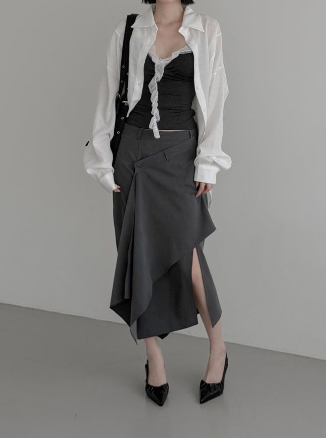 Luen Unbalanced Wrap Long Skirt