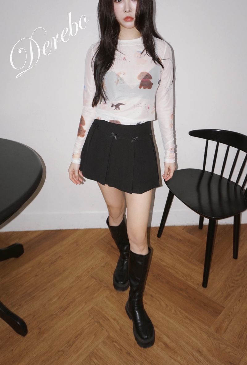 Bow Pleats A-line Skirt