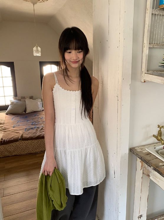Royun Punching Layered Sleeveless Midi One Piece