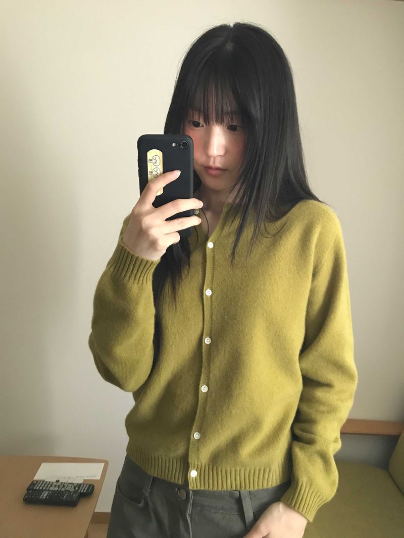 Whole garment Wool Cardigan