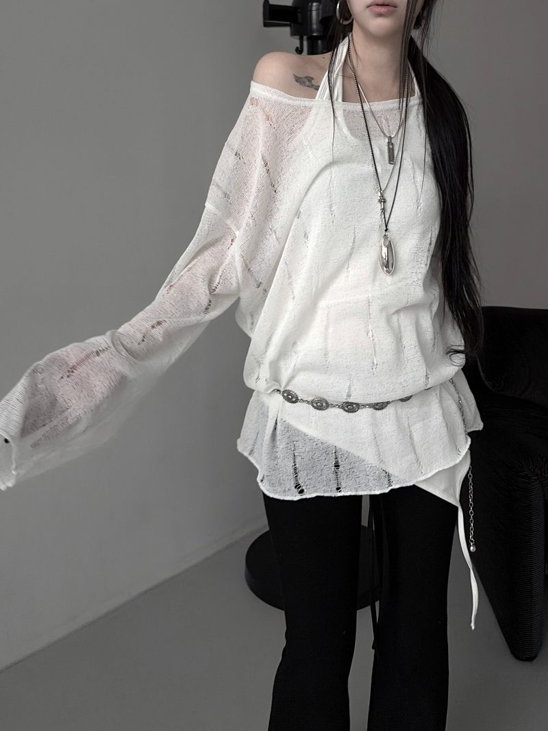 destroyed see-through knit (2color)