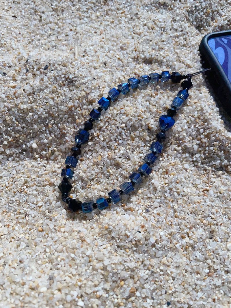 Deep Blue Heart Me Crystal Phone Strap