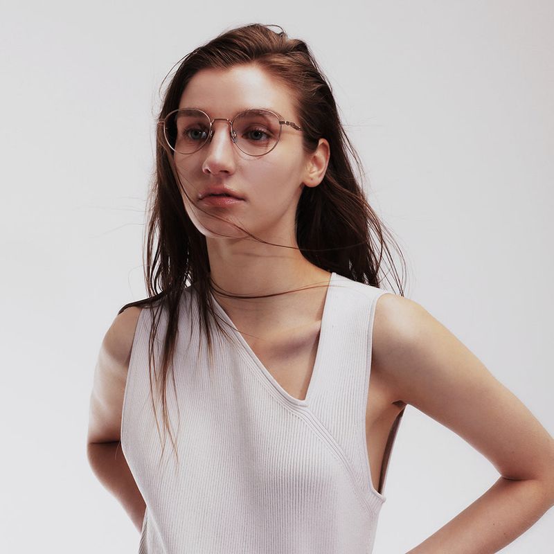 Knouun Round titanium glasses CODE. 102. B Sizzy Gold