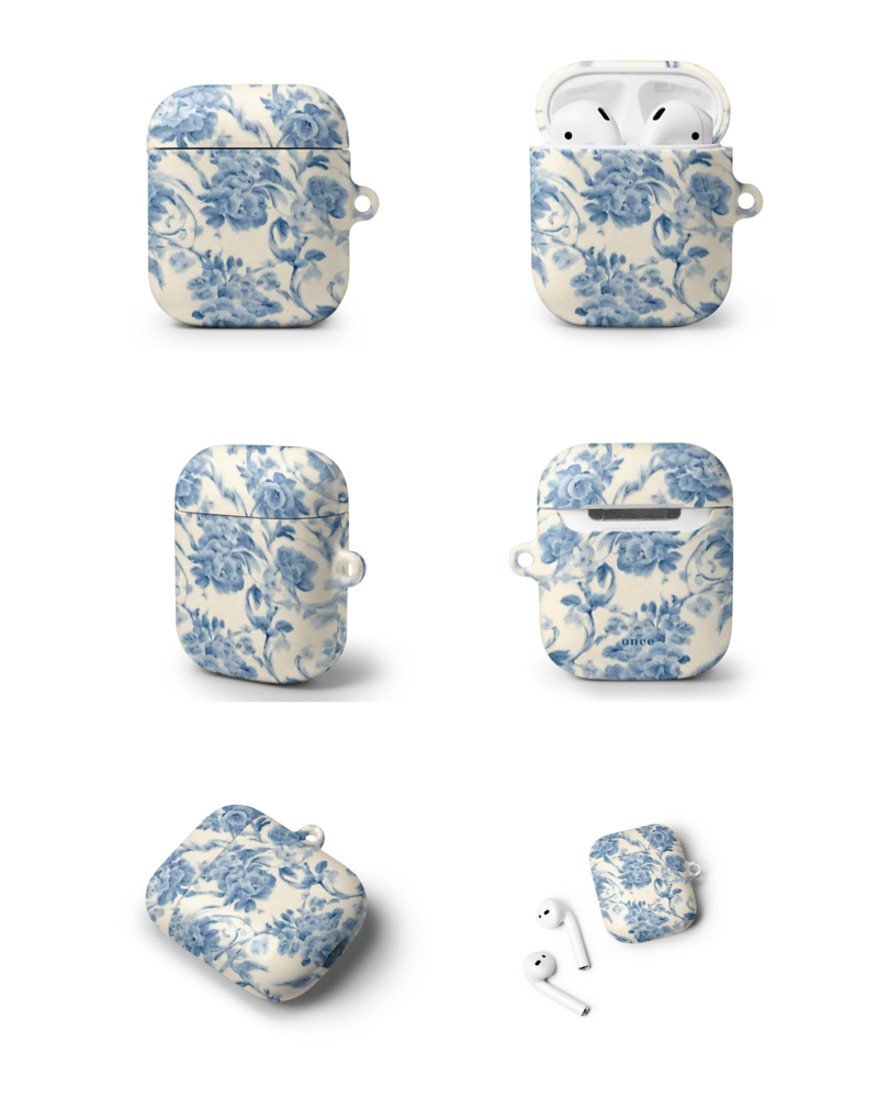 [Matte] AirPods Case Vintage Flower Blue
