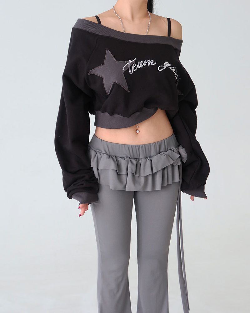 cancan frill layered bootcut pants