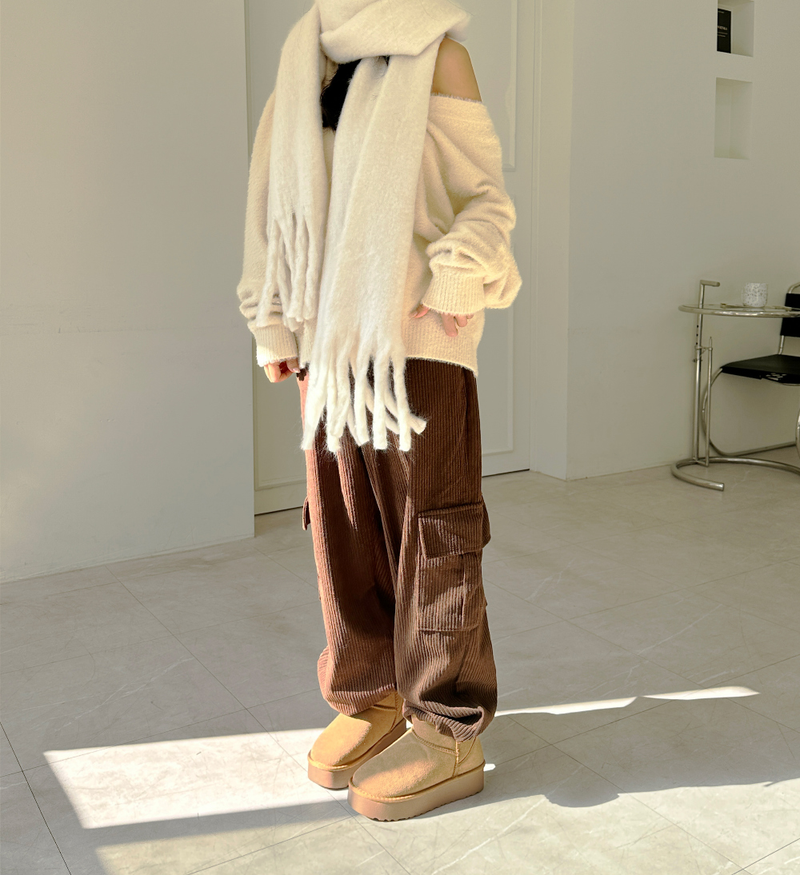 FLUFFY🐑 REGGAE ANGORA-FUR BIG-SIZE OVERSIZED HEATTECH SCARF - 2 COLOR