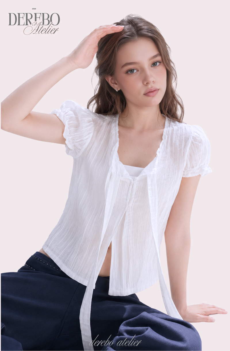 Pure strap short-sleeved blouse