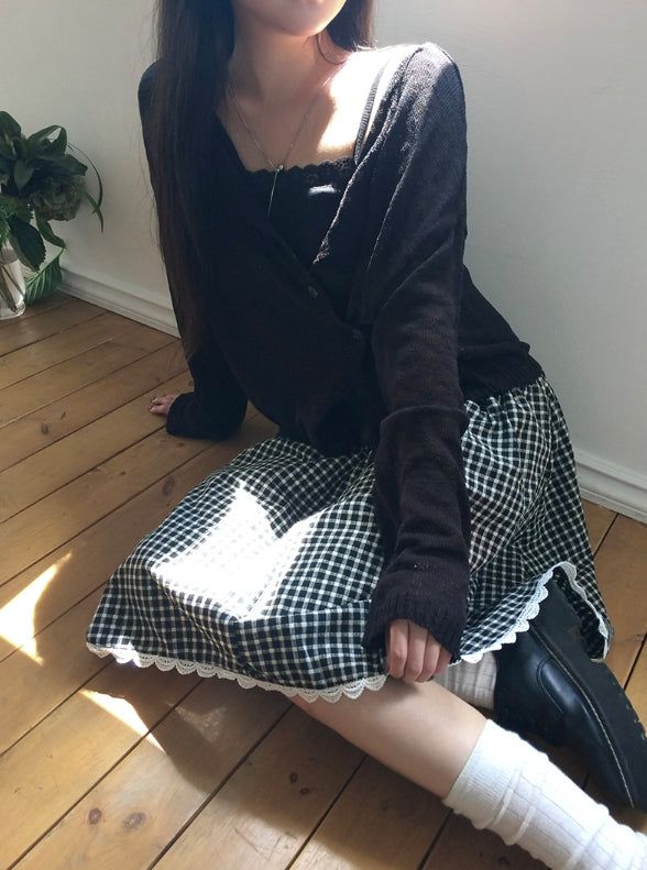 Buki Reversible See-Through Button Knit Cardigan