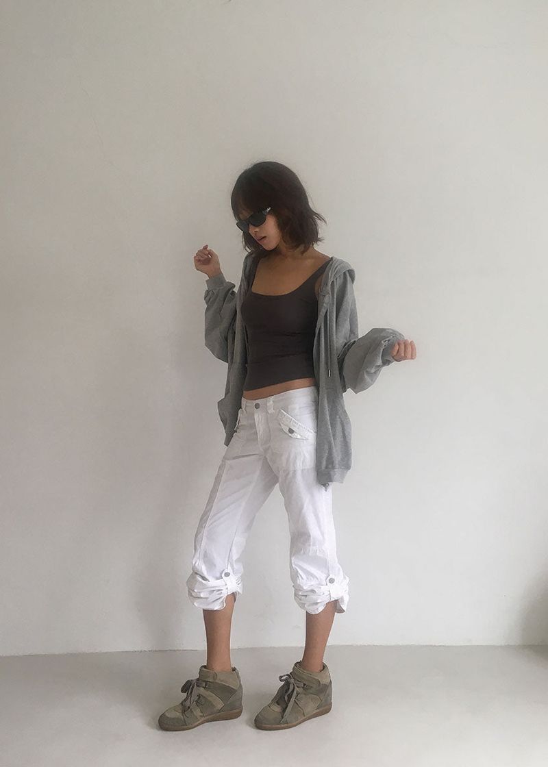 SHIRRING HOOD ZIP-UP 