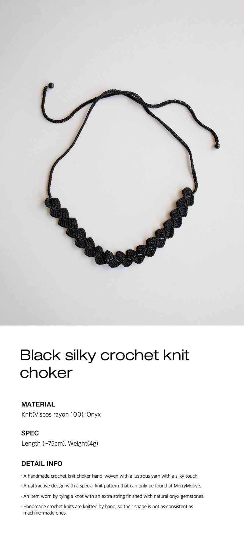 Black silky crochet knit choker