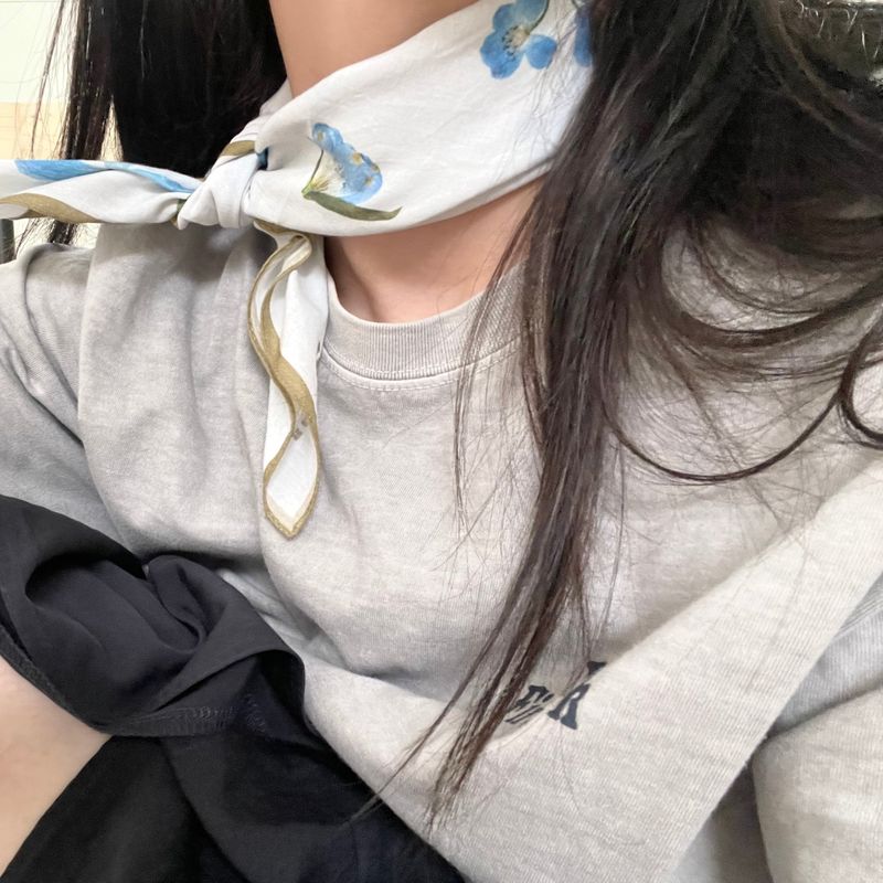 PRESSED FLOWER SCARF - Sky Blue