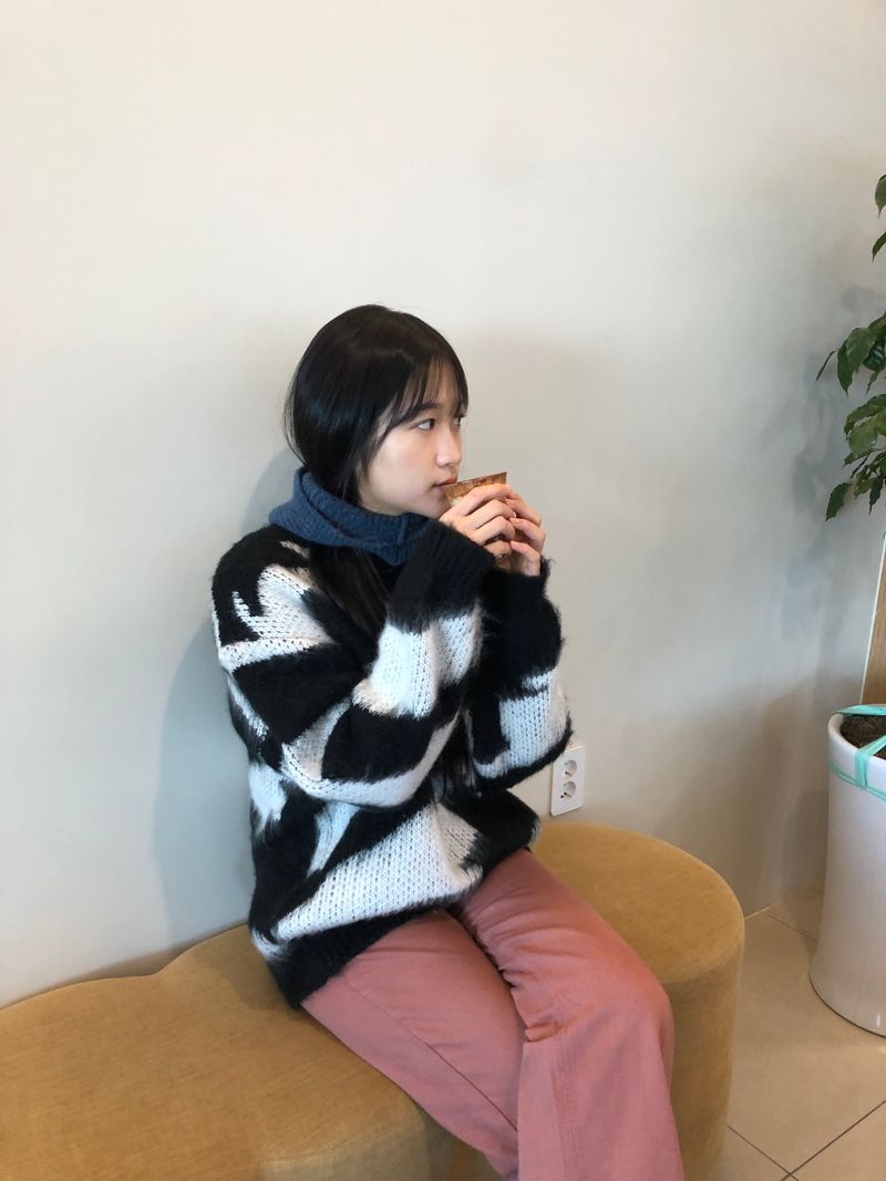 Printing wave mohair knit