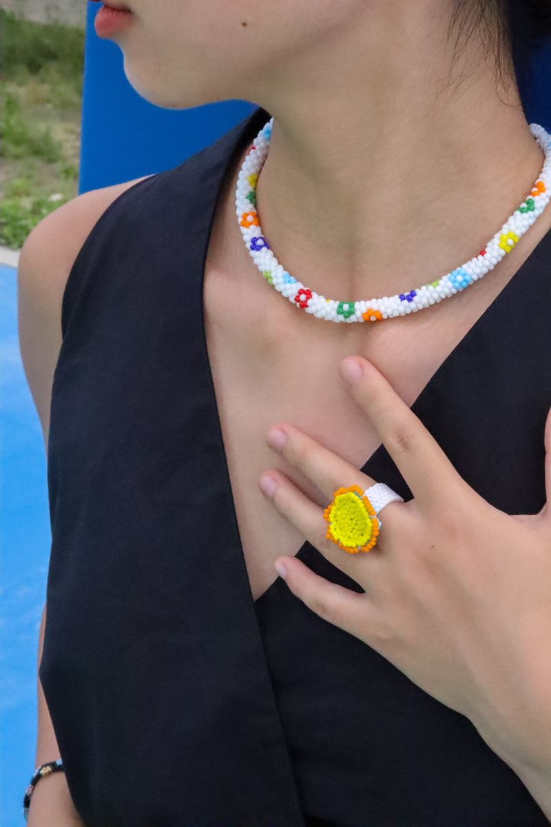 arankie(アレンキ)の「Flower signature crochet necklace (White)(Accessories)」