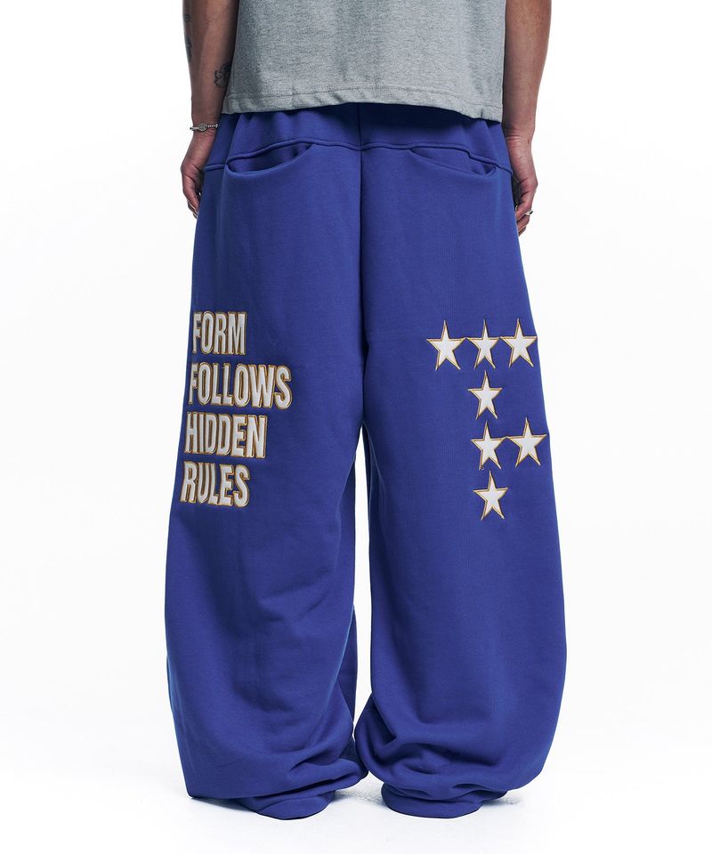 EASY NO EASY（イージーノーイージー）の「Star Lettering Patch Sweat Pants - Blue（Pants）」