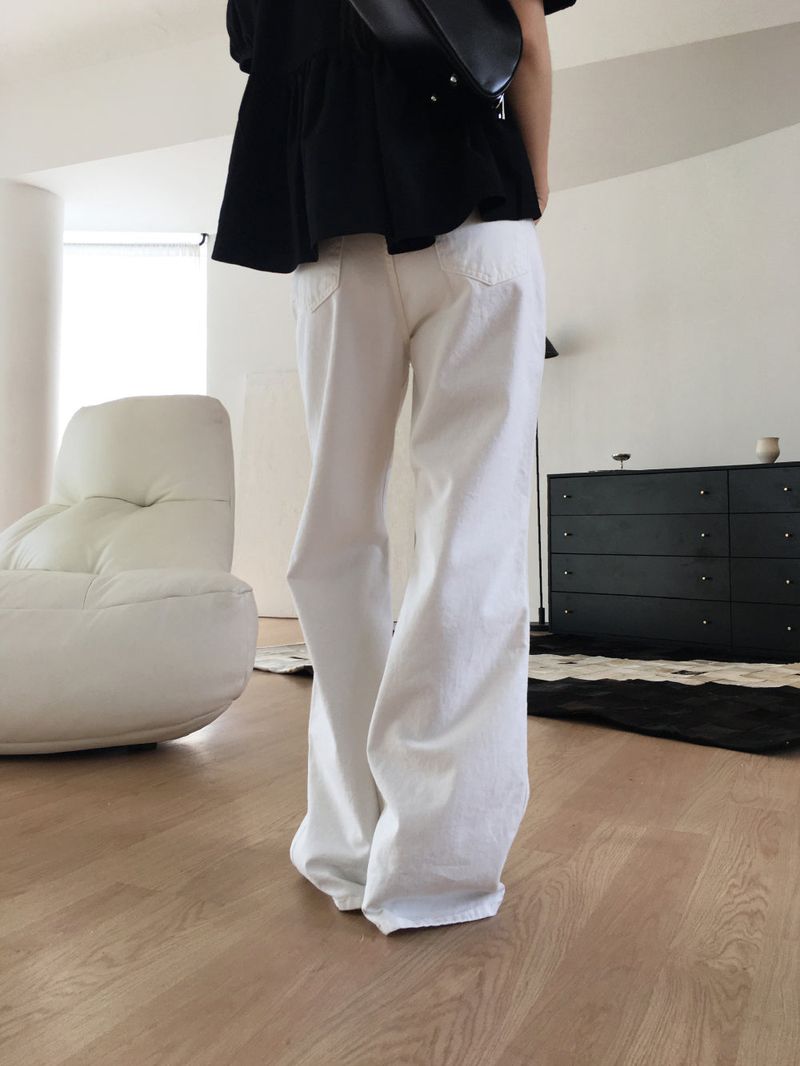 Front pocket semi bootcut pants