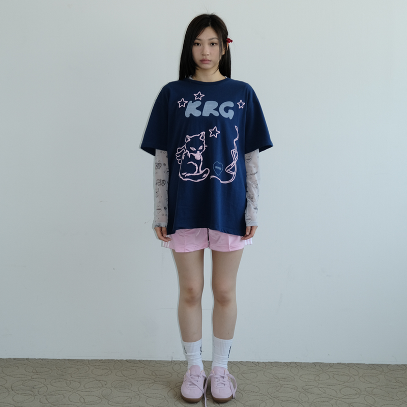 KIRIGIRL BOXY T-SHIRT _NAVY