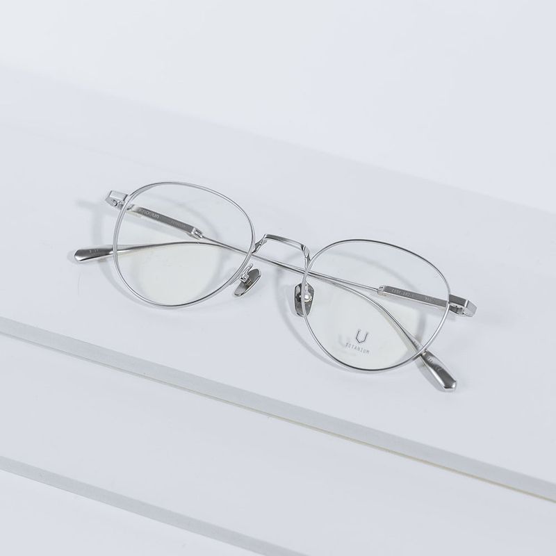 Knouun Round titanium glasses CODE. 102. C Sizzy silver