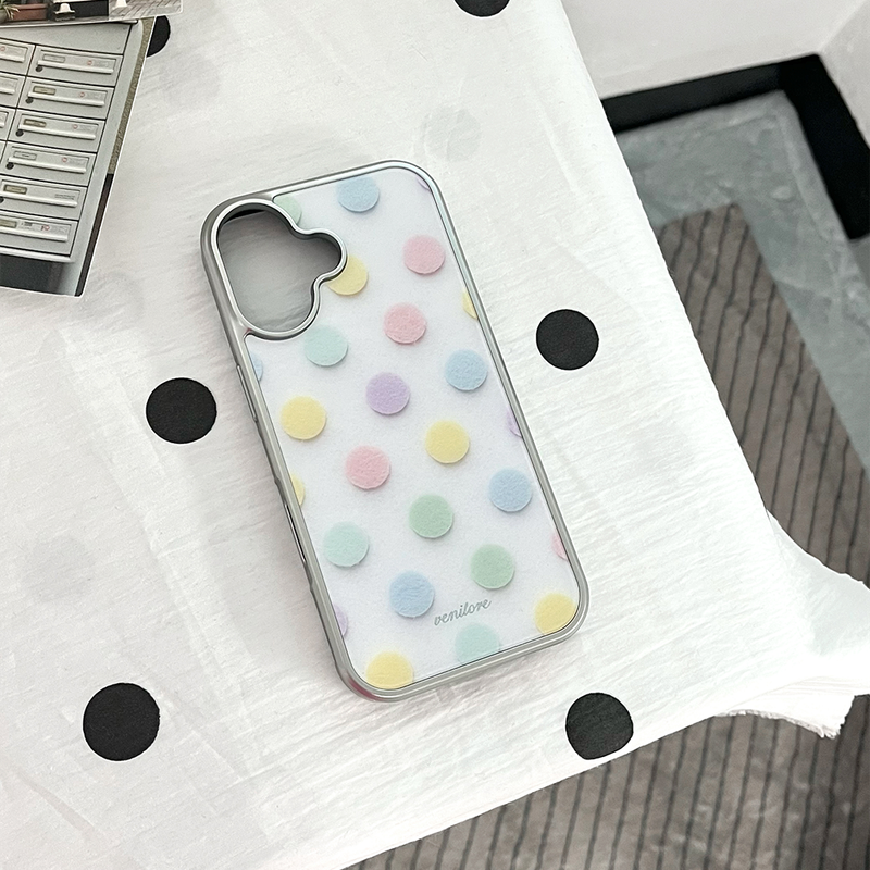 [MADE][Glossy Glass Silver Bumper Case] Pastel Dot 