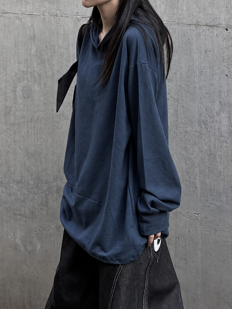 slub big hood long sleeve t-shirt