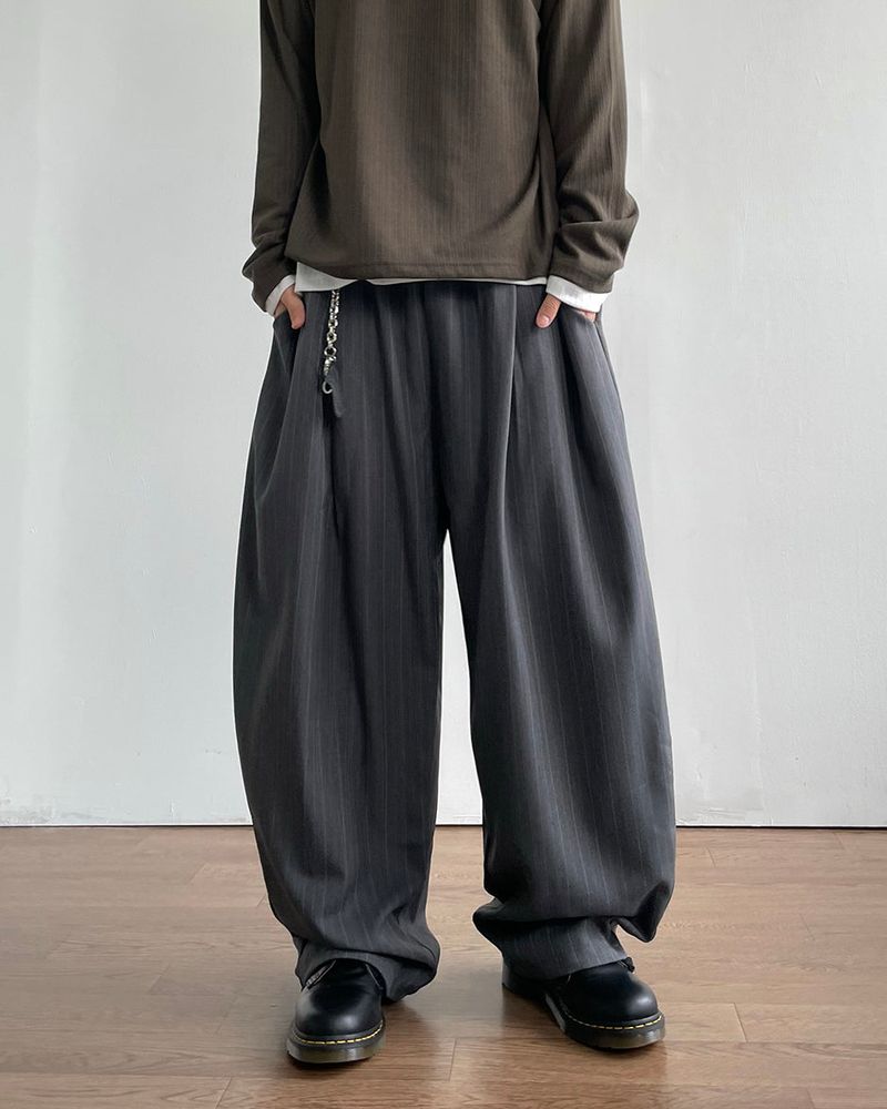 Drape Stripe Banding Slacks