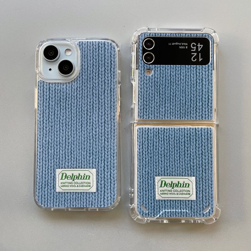 LABEL KNIT HARD JELL CASE_BLUE