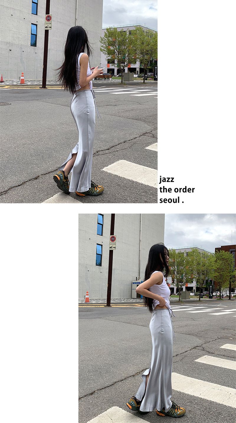 SATIN STRAP MAXI SKIRT (2COLOR)