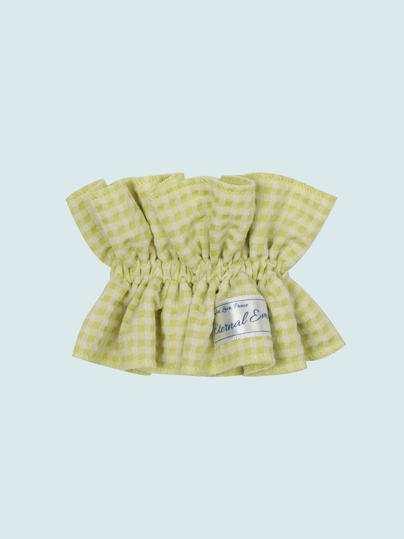 VINTAGE CHECK FRILL HAIR SCRUNCH (LIGHT GREEN)