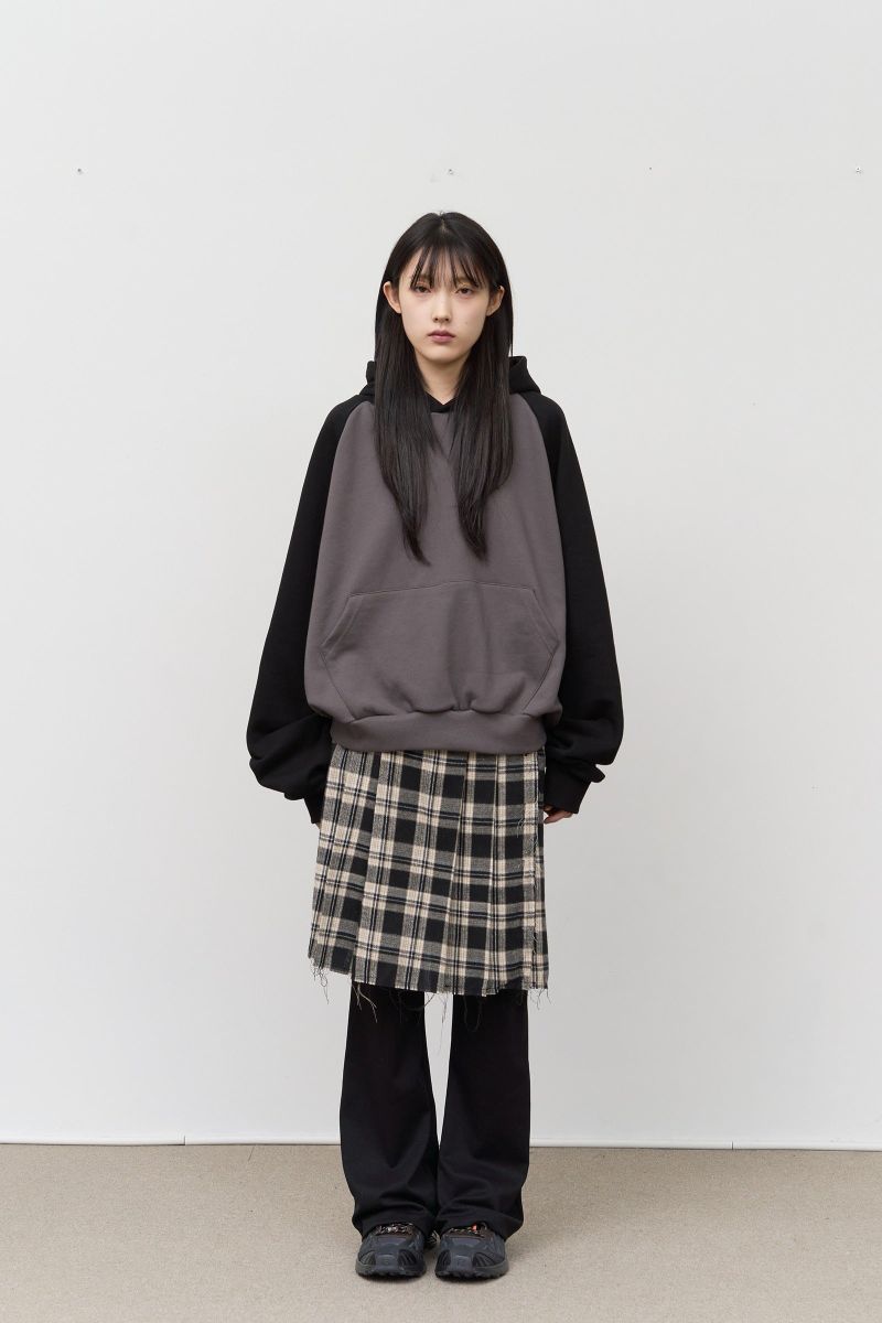 (W) Kite Cutting Checked Skirt