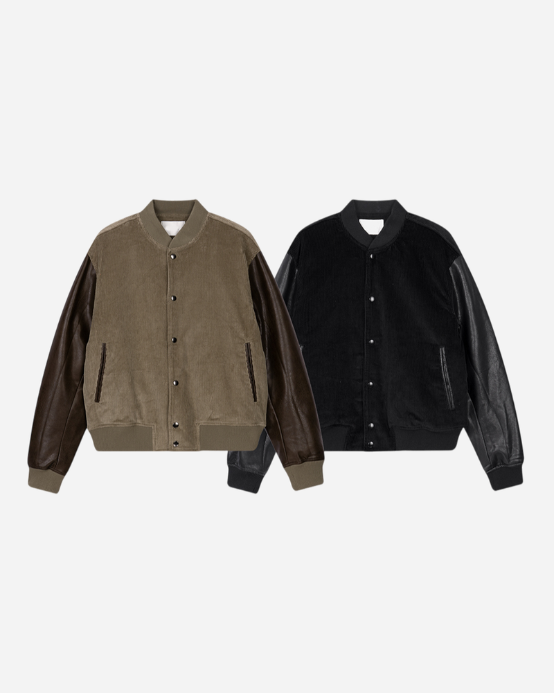 Baseball Corduroy Leather Jacket