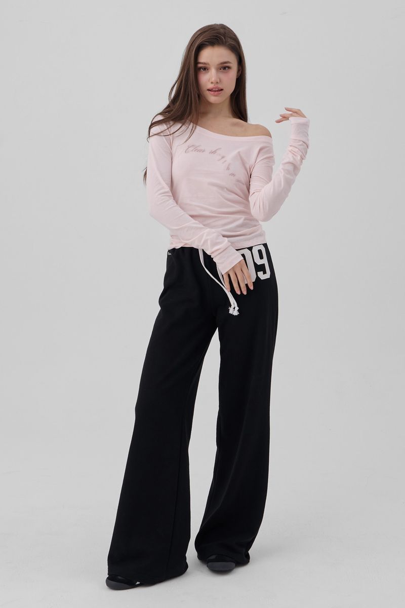 09 Numbering straight pants, Black