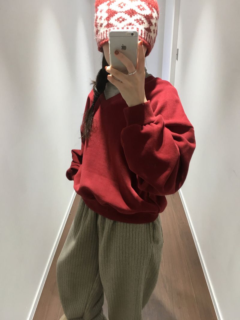 Lilac Peach V-Neck Sweatshirt (5 Colors)