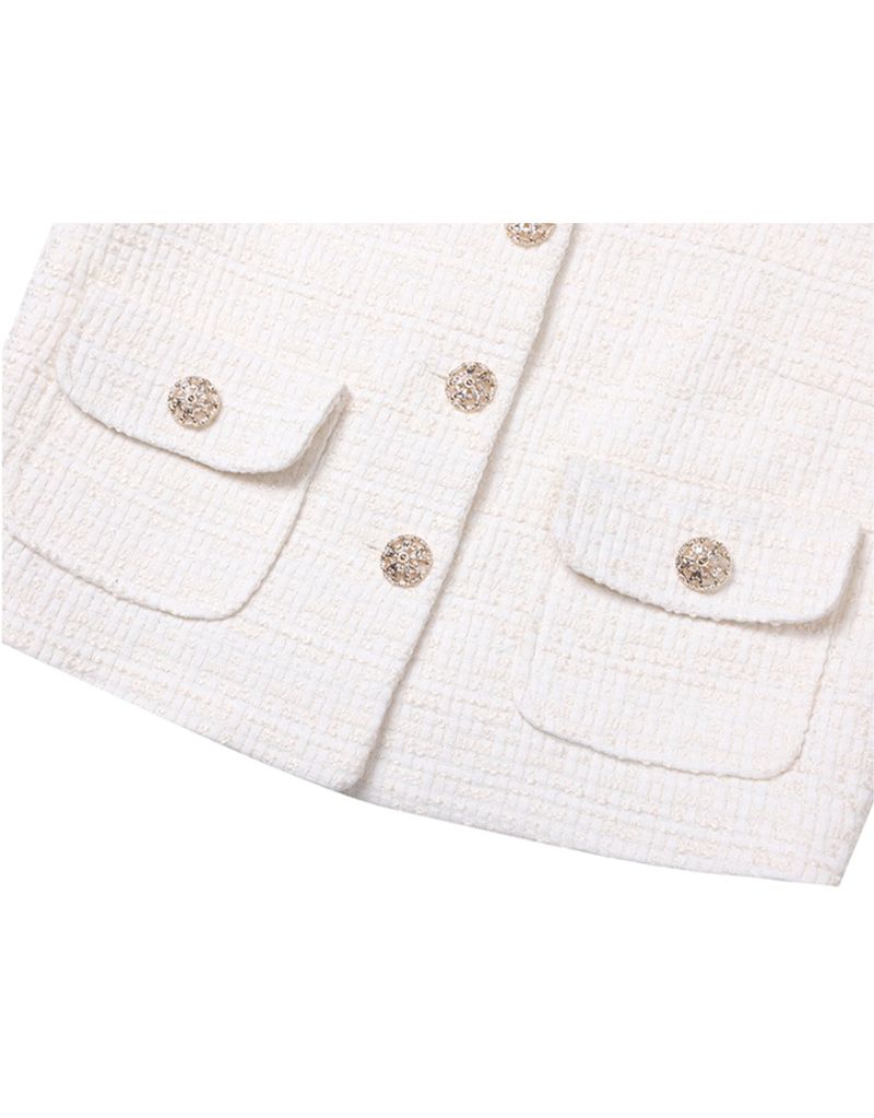 Basic Round neck Tweed Setup Ivory
